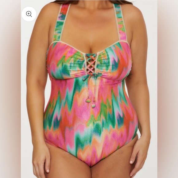 NEW Becca ETC by Rebecca Virtue Mirage Zoey Bandeau One Piece Swimsuit Glitter